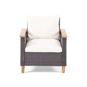 English Elm Christopher Knight Home® - ISLA Teak Chat Set with Acacia Wood Frame, Water-Resistant Cushions, Transitional Wicker Style Lounge 66579.00BRN