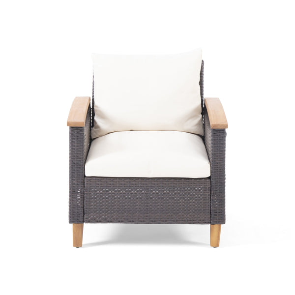 English Elm Christopher Knight Home® - ISLA Teak Chat Set with Acacia Wood Frame, Water-Resistant Cushions, Transitional Wicker Style Lounge 66579.00BRN