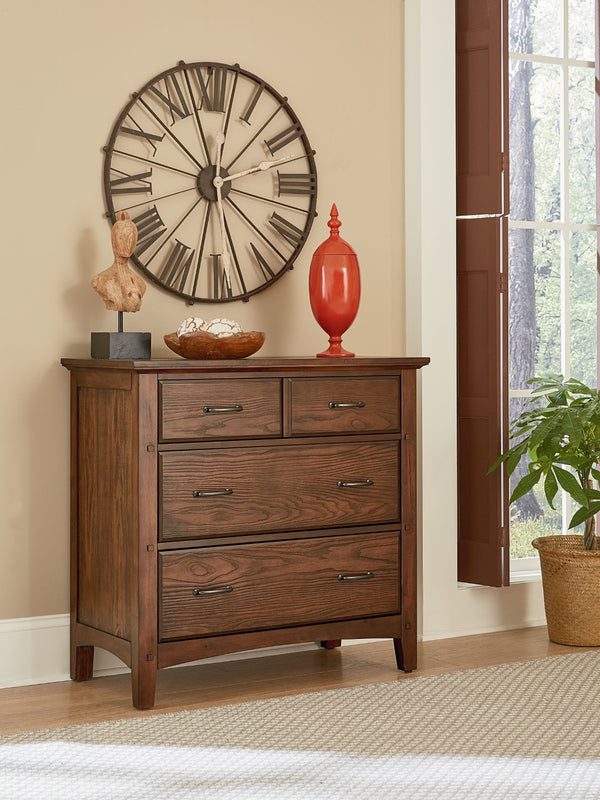 OSP Home Furnishings Modern Mission 3 Drawer Chest Vintage Oak