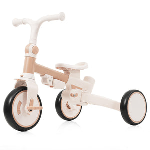 English Elm 7 in 1 Convertible Toddler Trike Aluminum Foldable Push Bike with Canopy for Ages 1 to 6 Light Brown N726P248345B