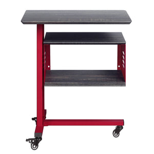 English Elm Red Industrial Accent Table with Wheels & Matching Wall Shelf – Cargo Container Style, Metal Wood Blend B062P186442