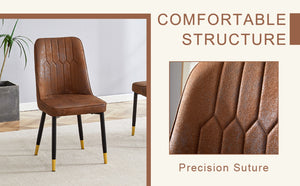 English Elm Table Set: 31.5" Dark Wood Grain Round Dining Table & 4 Brown Tech-Fabric Chairs For Small Spaces W1151S02482-GIGA