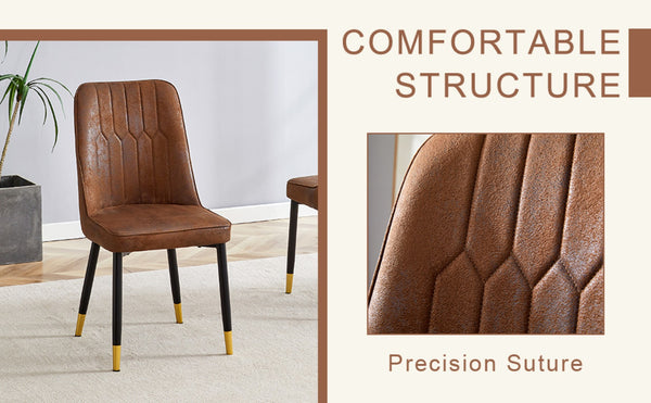 English Elm Table Set: 31.5" Dark Wood Grain Round Dining Table & 4 Brown Tech-Fabric Chairs For Small Spaces W1151S02482-GIGA