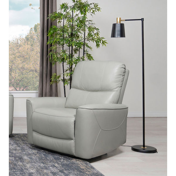 English Elm Dove Grey Leatherette Power Recliner with Usb Port and Channel Tufted Back B062P472600