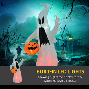 English Elm Homcom 5.9' Inflatable Ghost With Pumpkin - Led Halloween Yard Decor For Fun & Spooky Celebrations! W2225P229470