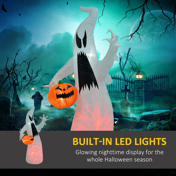 English Elm Homcom 5.9' Inflatable Ghost With Pumpkin - Led Halloween Yard Decor For Fun & Spooky Celebrations! W2225P229470