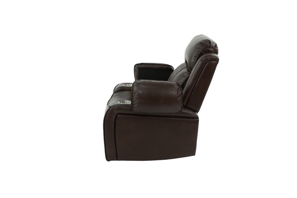 English Elm Power Motion Recliner Chair with USB Cup Holders Wireless Charging Gel Leatherette Brown Comfort B011P205591
