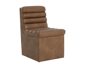 Sunpan NORM Wheeled Dining Chair - Sculpted Comfort with Ergonomic Design and Stylish Mobility for Modern Homes Cognac 111764V