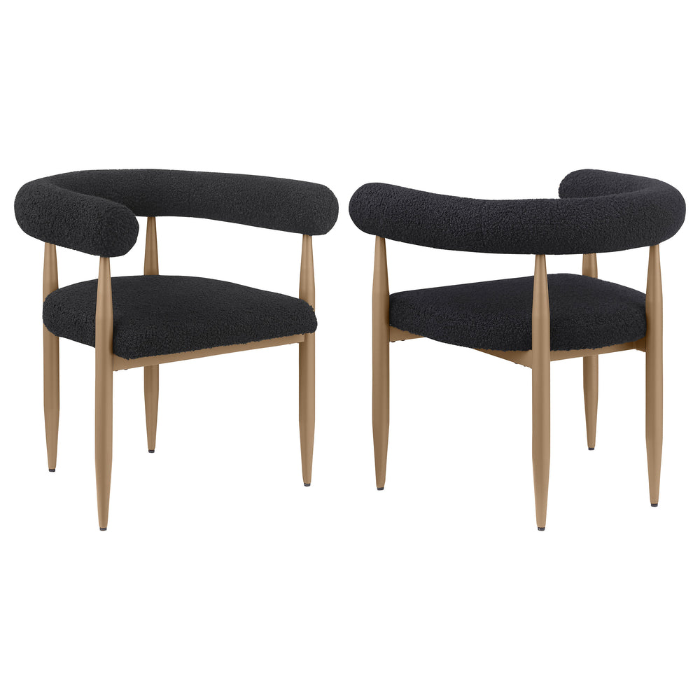English Elm Crofton Boucle Upholstered Dining Armchairs with Bronze Tapered Legs Set of Two B062P441121