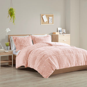 English Elm Full/Queen Shaggy Long Fur Comforter Mini Set Plush Faux Fur Bedding Soft Cozy Modern Style B03595924