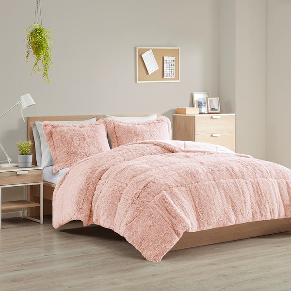 English Elm Twin/Twin Shaggy Long Fur Comforter Mini Set - Plush Faux Fur Cozy Comfort, Fluffy Modern Design B03595923