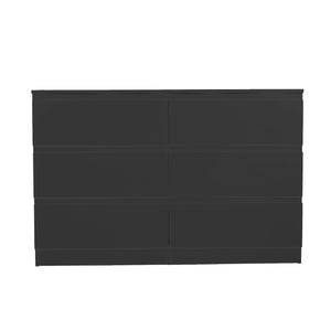 English Elm 6 Drawer Modern Dresser with Concealed Handles, Spacious Top, Durable Wood Storage Cabinet for Bedroom Black W3204P318439