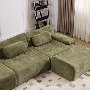 English Elm Modular Chenille Deep Seat Sectional Sofa with Bamboo Frame for Living Room Lounge Green W1829S00069