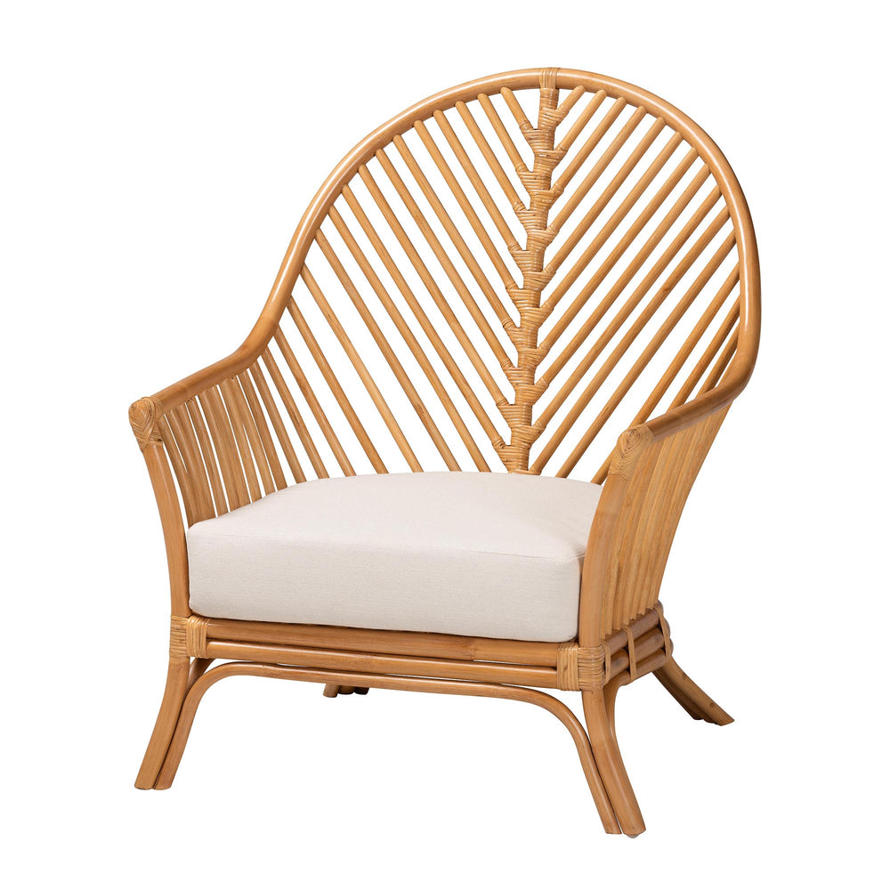 English Elm Bohemian Natural Rattan Arm Chair with Chevron Weave and Removable Cushion Seat B2750P467755