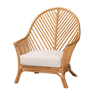 English Elm Bohemian Natural Rattan Arm Chair with Chevron Weave and Removable Cushion Seat B2750P467755