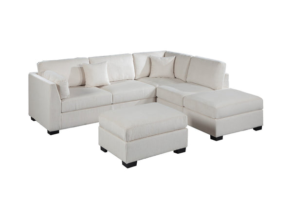 English Elm Contemporary 3-Piece Sectional Sofa Set in Ash Black Corduroy with RAF/LAF Chaise, Tufted Seats, Pillows - Stylish Low-Profile Design Beige 34 L x 26 W x 45 H B011S01768