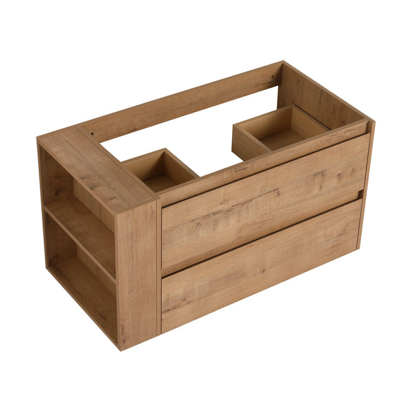 English Elm 36" Wall Mounting Bathroom Vanity with Soft-Close 2/3 Drawers, Adjustable Side Shelf, Water-Resistant Finish W999P168519