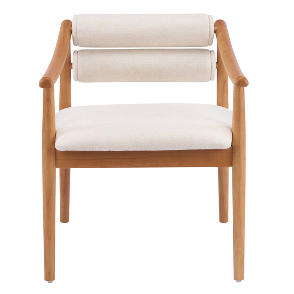 English Elm Indoor Solid Wood Dining Chairs Beige Upholstered Seat Modern Set of Two N772P410400B