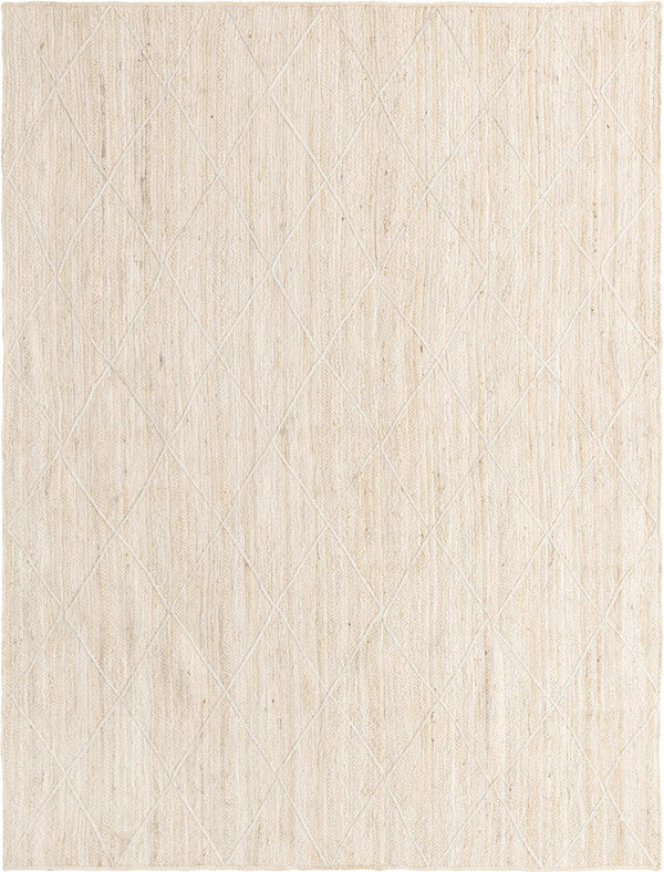 Unique Loom Braided Jute Trellis Hand Braided Solid Rug Ivory,  8' 0" x 11' 0"