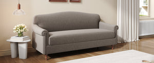 English Elm Modern Chenille Loveseat with Rolled Arms Pocket Spring Cushions and Rubberwood Legs Brown N763P362173D