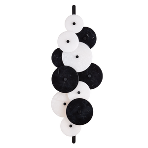 Inyo Wall Sconce: Elegant Mid-Century Modern Design with Black Marble & Alabaster for Stunning Illumination