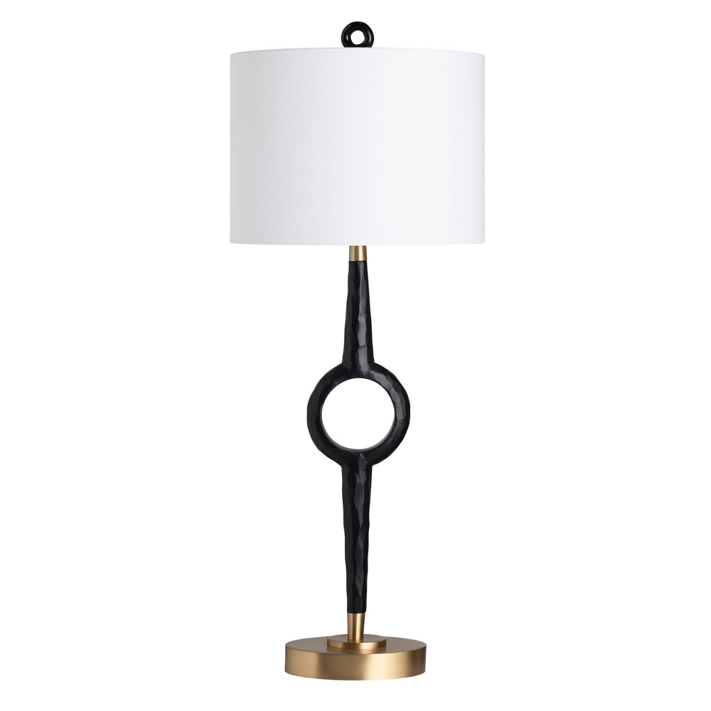 Crestview Collection Contemporary Table Lamp - Sculptural Black Design With Gold Base & White Linen Shade For Modern Homes   Cvazvp098