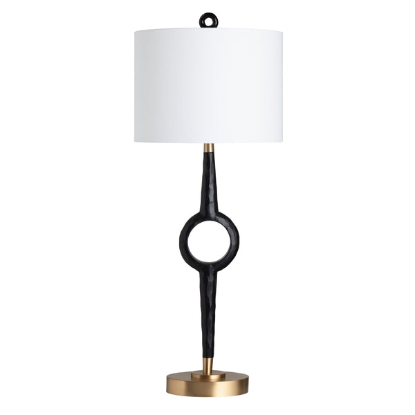 Crestview Collection Contemporary Table Lamp - Sculptural Black Design With Gold Base & White Linen Shade For Modern Homes   Cvazvp098