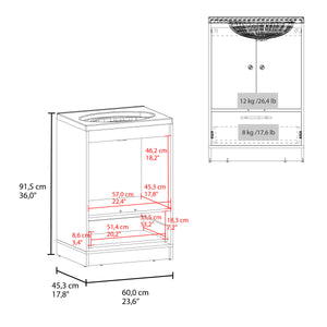 English Elm Sinclair Freestanding Bathroom Vanity with Sink — Compact 36" Tall Cabinet, Two Doors + Drawer, Scratch-Resistant Finish White 34 L x 23 W x 13 H B128P314810