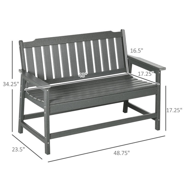 English Elm Outsunny Outdoor Garden Bench For 2, All-Weather Hdpe, 704 Lbs Capacity, Stylish & Durable Design W2225P217579-GIGA