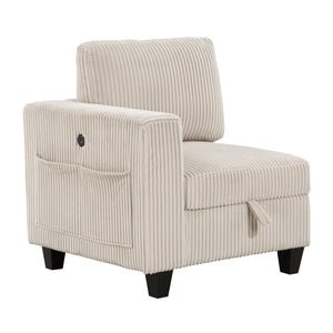 English Elm 6-Piece modular sectional with hidden storage drawers, side pockets and USB charging in corduroy fabric Beige 28.5 L x 29 W x 20.5 H B011S01078