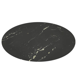 English Elm 32"inch Round Tempered Glass Tabletop Marble Print Indoor Outdoor Dining Patio Replace Black W241P361474