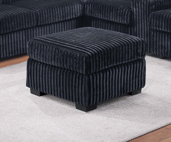 English Elm Contemporary Corduroy L-shaped Sectional with Usb Console Ottoman Included Black B011S02217
