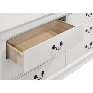 English Elm Mckee Queen Bedroom Set White Panel Bed Dresser Nightstand Mirror Four Piece Suite B062S01793