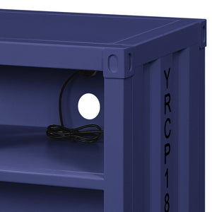 English Elm Blue Metal Nightstand with Two Open Shelves, Legless Industrial Design for Small Bedrooms, Space-Saving Modern Piece B062P185672