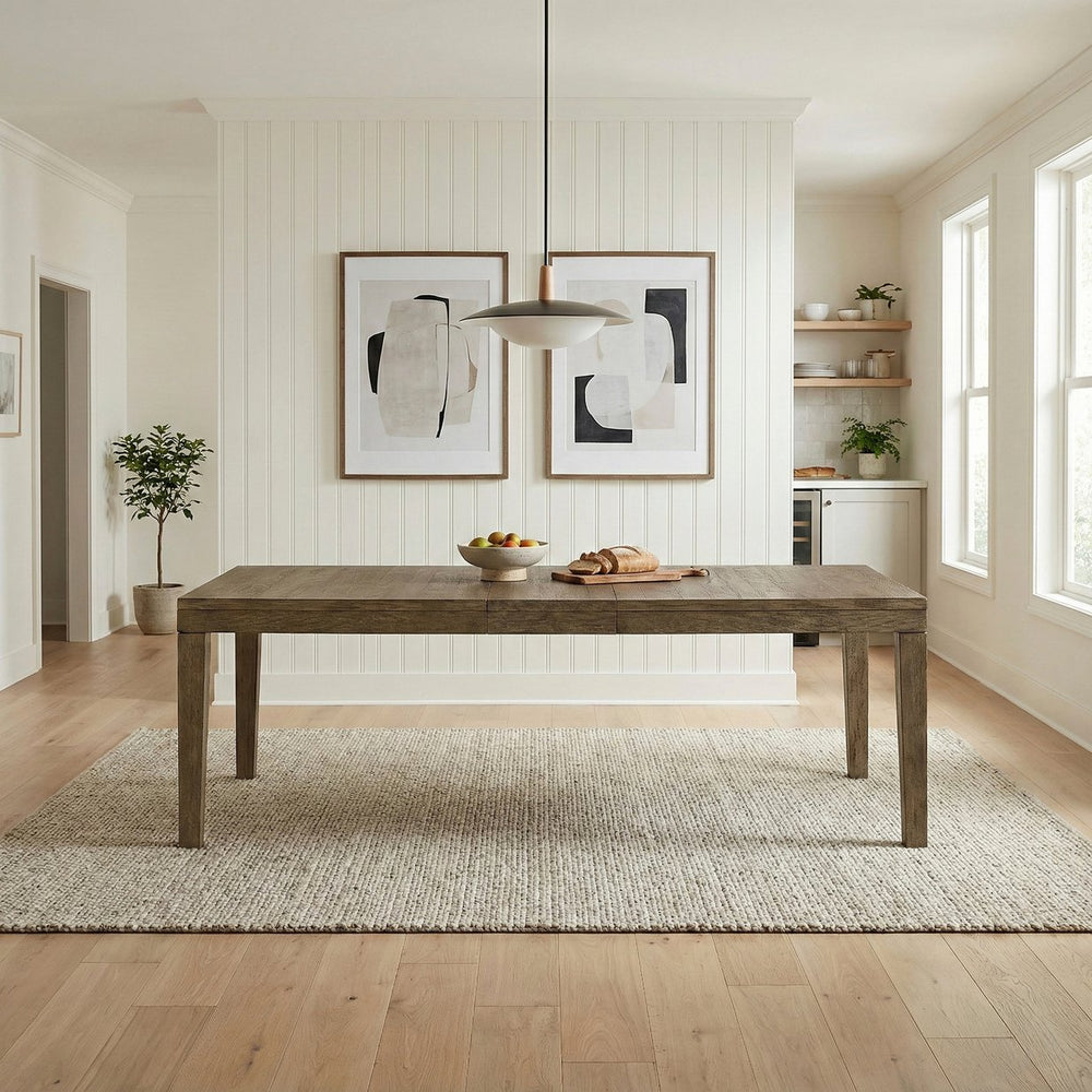 English Elm Transitional Brown Wood Extendable Dining Table Seats Eight Modern Farmhouse Room B011P467549