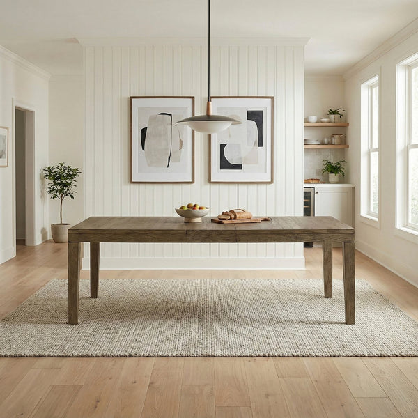 English Elm Transitional Brown Wood Extendable Dining Table Seats Eight Modern Farmhouse Room B011P467549