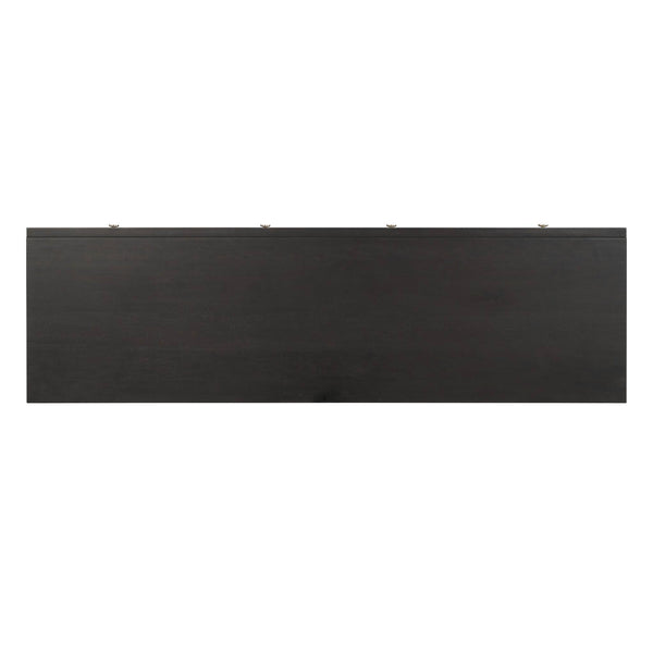English Elm 1pc Wide Black Walnut Veneer Dresser with Silver Legs Mid-century Modern Bedroom B2741P446691
