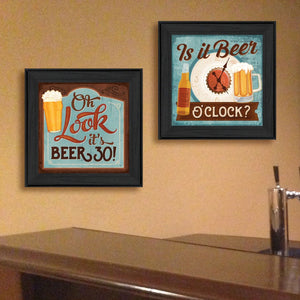 English Elm "beer O'clock" 2-panel Framed Wall Art Set for Home Bars and Casual Dining Spaces B06786826