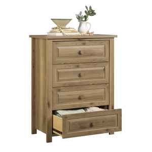 English Elm 4-Drawer Chest with Safety Interlock, Brown Engineered Wood, Compact 4-Drawer Storage for Home Decor B356P354463
