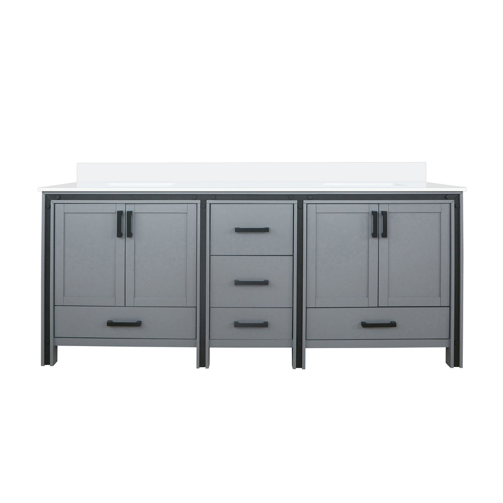 English Elm Dark Grey Double Bath Vanity 80 in W x 22 in D with Cultured Marble Top, Solid Wood, Soft-Close Drawers B2731P260741