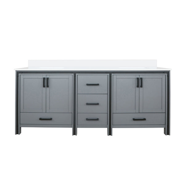 English Elm Dark Grey Double Bath Vanity 80 in W x 22 in D with Cultured Marble Top, Solid Wood, Soft-Close Drawers B2731P260741