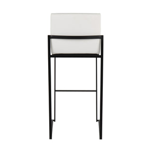English Elm Fuji Contemporary High Back Barstools Set Of 2 - Stylish Black Steel Frame & White Faux Leather Comfort B202P222188