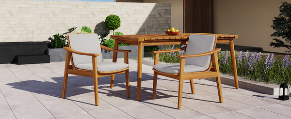 English Elm Christopher Knight Home® - Outdoor Dining Chairs Set of 2 with Acacia Wood Frame and Brown PE Wicker, Waterproof Cushions, 400lb Capacity Grey,Teak N779P280043G