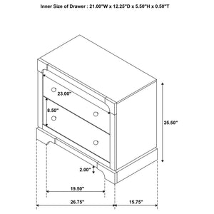 English Elm Sundance Dark Cocoa Nightstand with 2 Drawers, Solid Wood Dovetail Construction & Brass Knobs B062P378393