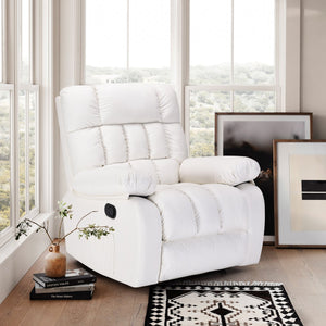 English Elm Recliner Rocker Chair Upholstered with Side Pocket and Footrest for Living Room T3623P438638
