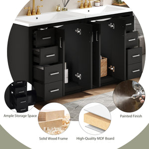 English Elm 60'' Bathroom Vanity Set With Ceramic Sink - Solid Wood Frame, Soft-Close Drawers & Ample Storage N710SS00001B