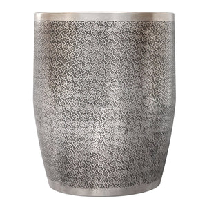 English Elm Johnsen Etched Web Pattern Accent Table 18" Round Iron Side Table Durable Powder-Coated Finish Antique Silver B136P361853