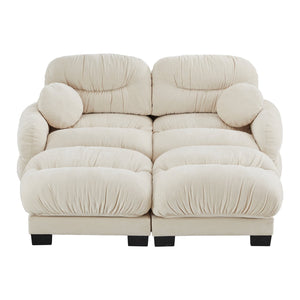 English Elm Teddy Fleece Modular Cloud Sofa with Curved Silhouette Ottomans and Lumbar Pillows Beige W5656S00039