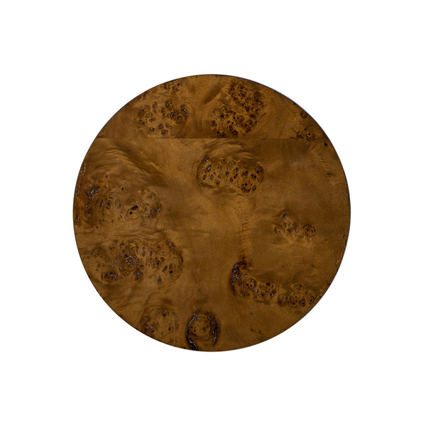 English Elm Bolin Burl Wood Round Side Table Sculptural Pillar Base Walnut Accent Piece B2719P280166