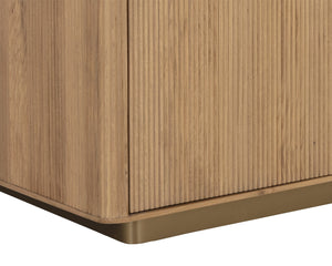 Sunpan Kalla Sideboard: Elegant Oak Design with Brushed Gold Accents, Soft Closing Doors, and Adjustable Shelves Rustic Oak